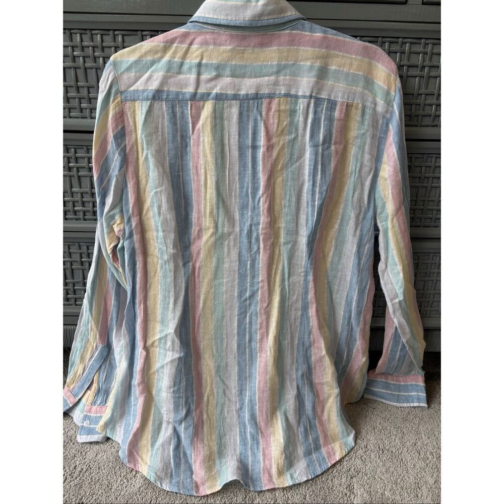 NWOT The Shirt by Rochelle Behrens boyfriend linen blend shirt Med $178 A51 - Picture 7 of 9